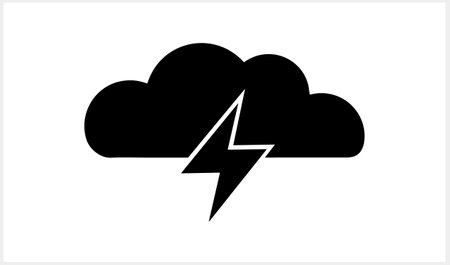 Cloud and lightning Weather icon Thunder and bolt lighting Stencil Vector stock illustration EPS 10のイラスト素材