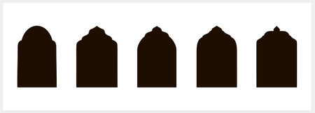 Eid Mubarak border clipart. Hand drawn art. Ramadan arc. Vector stock illustration. EPS 10のイラスト素材