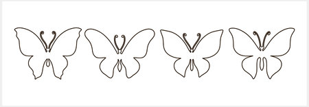 Doodle butterfly icon. Hand drawn line art. Engraving insect animal. Vector stock illustration. EPS 10のイラスト素材
