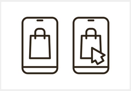 Online shopping icon isolated Mobile store sketch clipart Vector stock illustration EPS 10のイラスト素材