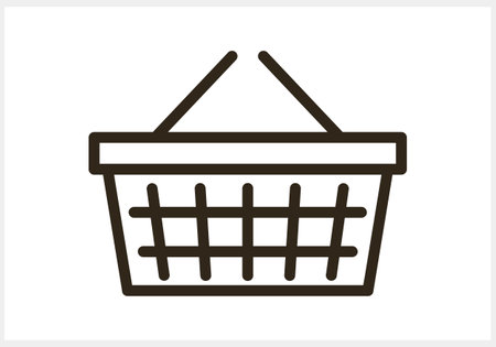 Outline shopping basket icon Sketch shop clipart Flat vector stock illustration EPSのイラスト素材