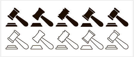 Judge hammer icon isolated. Auction gavel. Vector stick illustration. EPS 10のイラスト素材