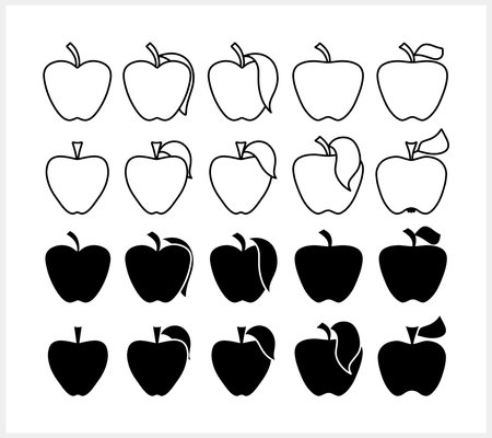 Doodle apple with leaf isolated. food fruit. hand drawn line art. sketch clipart. Vector stock illustration. EPS 10のイラスト素材