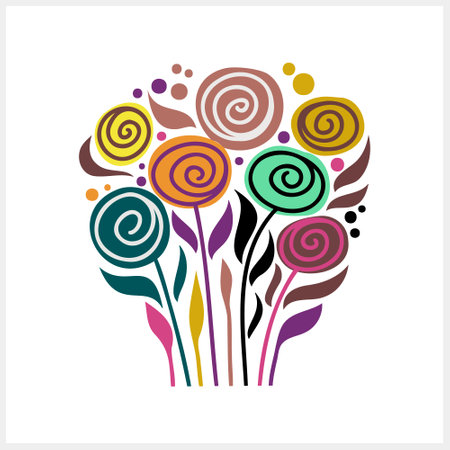 Abstract creative bouquet clipart isolated. Flower Boho stile Vector stock illustration. EPS 10のイラスト素材