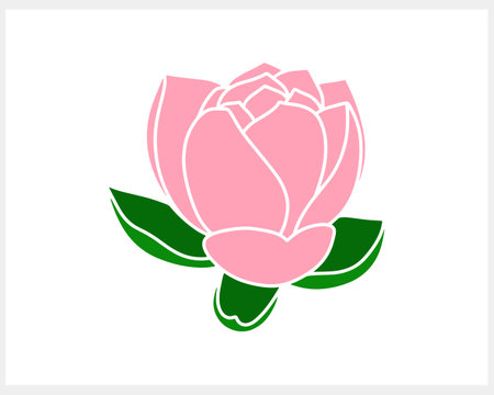 Stencil lotos rose flower with leaf clipart isolated Hand drawn cartoon nature Vector stock illustration EPS 10のイラスト素材