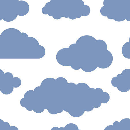Blue cloud seamless pattern isolated Stencil Vector stock illustration EPS 10のイラスト素材