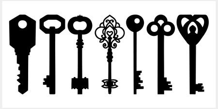 Doodle key icon isolated. Hand drawn art line. Stencil vector stock illustration. EPS 10のイラスト素材