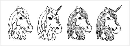 Silhouette unicorn Dream Big horse Magical animal Fairytale amazing wonderland. Tattoo Sketch Vector stock illustration EPS 10のイラスト素材