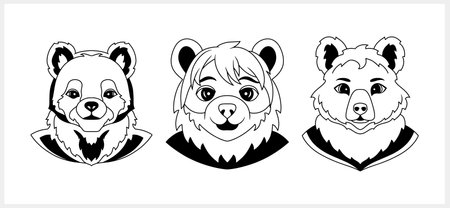 Cartoon bear clipart isolated Animal logo Vector stock illustration. EPS 10のイラスト素材