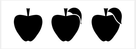 Doodle apple with leaf isolated. food fruit. hand drawn art. Stencil clipart. Vector stock illustration. EPS 10のイラスト素材