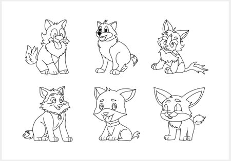 Doodle cat and dog clipart isolated. Hand drawn art. Sketch animal. Vector stock illustration. EPS 10のイラスト素材