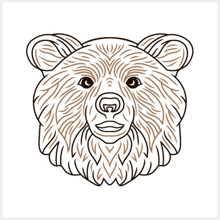 Cartoon bear clipart isolated Animal logo Coloring page book Vector stock illustration. EPS 10のイラスト素材