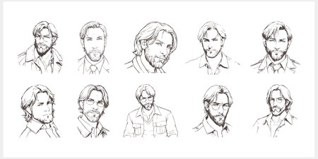 Men head. Sketch face people. Person. Man business Doodle vector stock illustration. EPS 10のイラスト素材