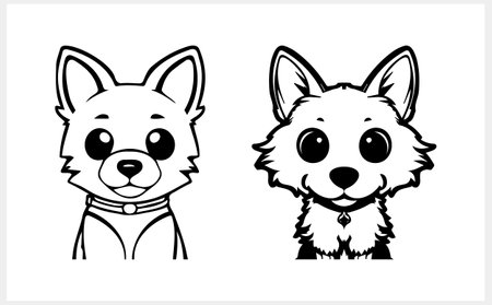 Doodle cat and dog clipart isolated. Hand drawn art. Sketch animal. Vector stock illustration. EPS 10のイラスト素材
