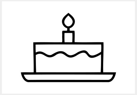 Stencil cake icon isolated. Doodle cake for birthday celebration with candle. Vector stock illustration. EPS 10のイラスト素材