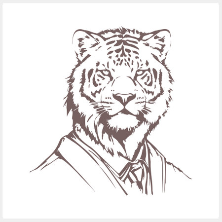 Sketch tiger tattoo isolated Animal clipart Vector stock illustration EPS 10のイラスト素材