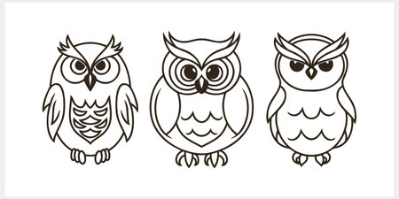 Doodle owl icon isolated. Animal art. Coloring page book. Sketch vector stock illustration. EPS 10のイラスト素材