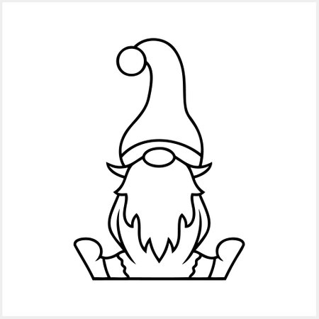 Doodle gnome clip art isolated Coloring page book Sketch vector illustrationのイラスト素材