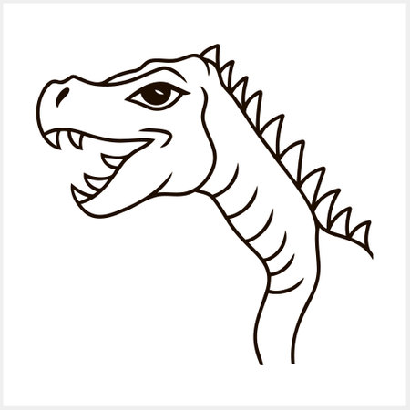 Outline coloring dinosaur icon Sketch doodle hand drawing art line, vector stock illustrationのイラスト素材