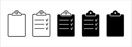 Clip board icon. Check form sheet sign. Clipboard checklist. Quality control stroke. Web icon set. Vector stock illustrationのイラスト素材