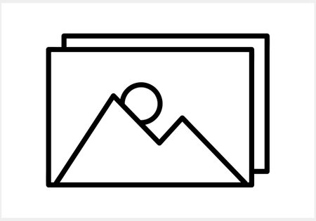 Picture with mountain and sun icon isolated. Photo gallery. Vector stock illustrationのイラスト素材