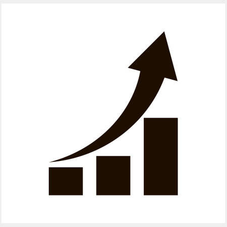 Growing graph icon isolated. Stencil clipart Vector illustrationのイラスト素材