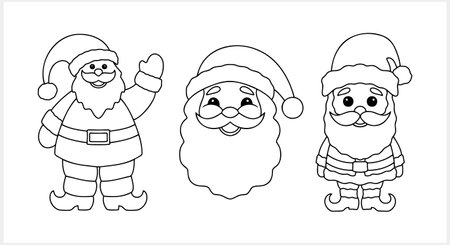 Christmas Santa Claus icon Xmas clipart Cute noel coloring page book Vector stock illustrationのイラスト素材