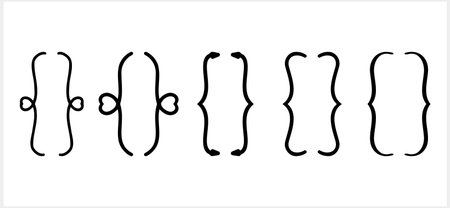 Doodle linear math brackets symbol clip art. Outline hand drawn art. Vector stock illustrationのイラスト素材
