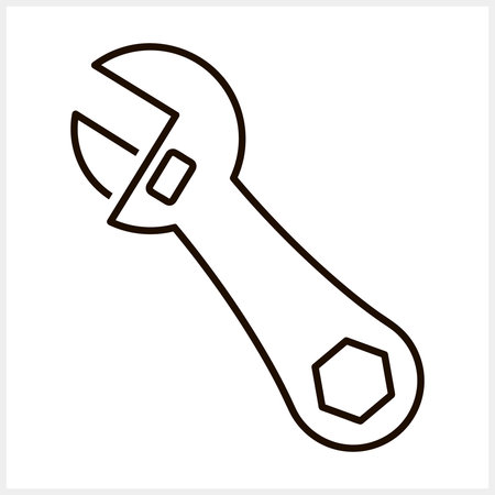 Outline monkey wrench icon Tool clipart Vector stock illustrationのイラスト素材