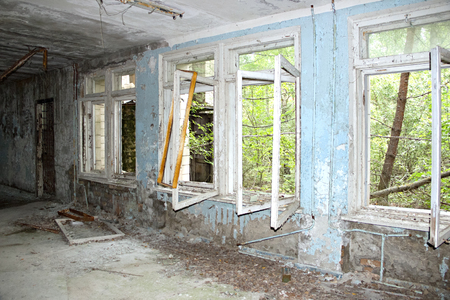 Destroyed school in Chernobylの写真素材