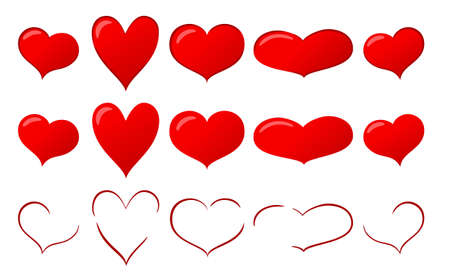 Various detailed representation hearts. Object isolatedのイラスト素材