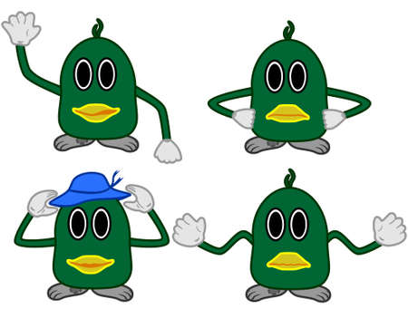 Four emotions a green monsterのイラスト素材