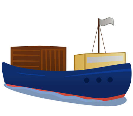 Cargo boat with heavy load. object isolatedのイラスト素材