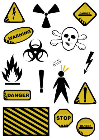 Set of Dangers signs. objects on white backgroundのイラスト素材