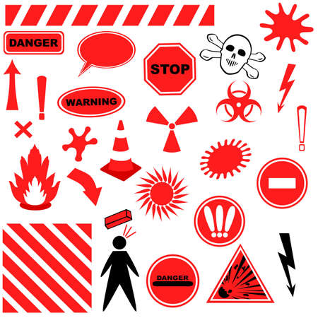 Set of Icons of Danger.  objects isolated on white backgroundのイラスト素材
