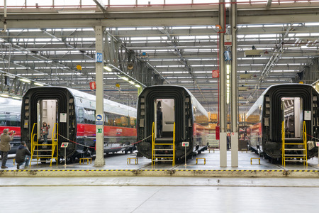 VICENZA, ITALY - DECEMBER 14: Workshop major repairs Trenitalia Vicenza celebrates the hundredth anniversary Sunday, December 14, 2014 and and for this open to citizens.のeditorial素材