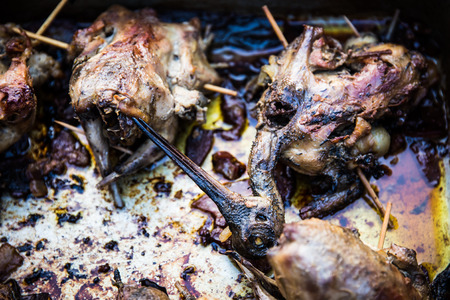 roast game consists of partridges and woodcocksの写真素材