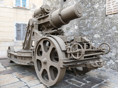 Mortar used by Italian soldiers during the World War I.の写真素材