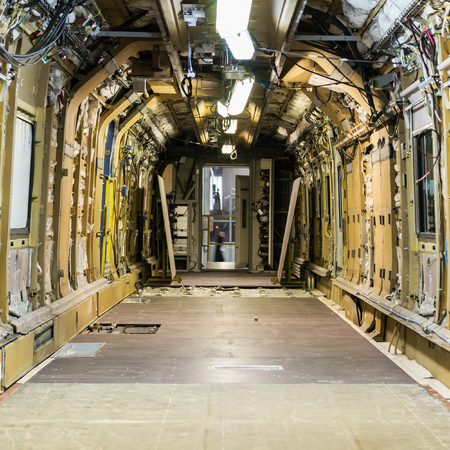 VICENZA, ITALY - DECEMBER 14:  Realization inner part of a railway car, interior view on Sunday,...