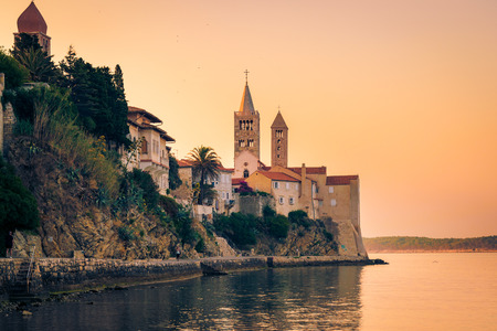 View of the town of Rab, Croatian tourist resort on the homonymous island.の写真素材