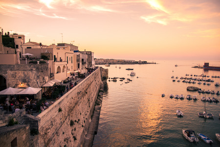 Otranto, Italy - Monday 11, 2014: View of the city of Otranto (southern Italy) at sunset.のeditorial素材