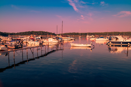Rab, Croatia - August 5, 2015: View of the marina located near the hamlet called Palit.のeditorial素材