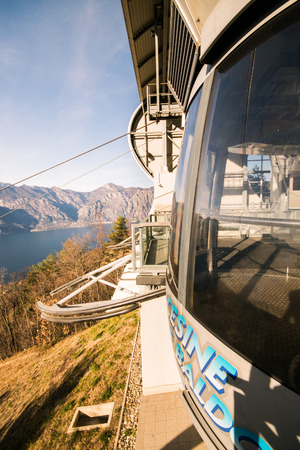 Cabin of a cableway stop at mountain station.のeditorial素材