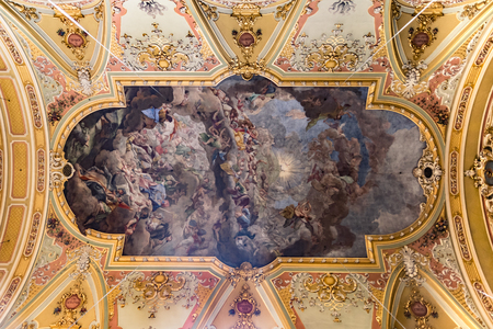 Brixen, Italy - December 26, 2016: Painting decorated ceiling of the cathedral.のeditorial素材