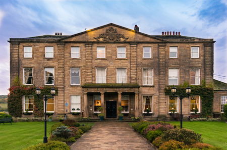 Wakefield, United Kingdom - October 20, 2016: Walton Hall, a 4 star hotel in a scenic setting of rolling parkland with its own lake, a backdrop of ancient woodland and a championship golf course.のeditorial素材