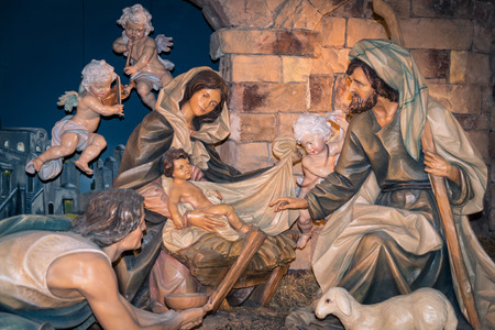 Lutago, Italy - December 23, 2016: Maranatha Museum, the largest crib exhibition in Europe. Are exposed various antiques and original Christmas cribsのeditorial素材