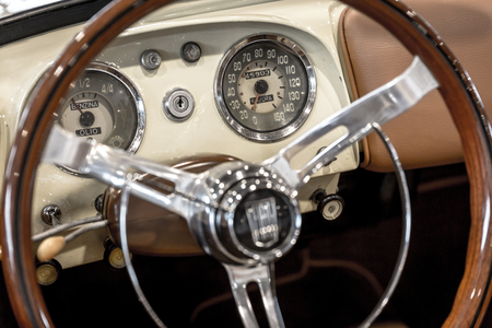 Verona, Italy - May 09, 2015: Dashboard detail of an old vintage car.のeditorial素材