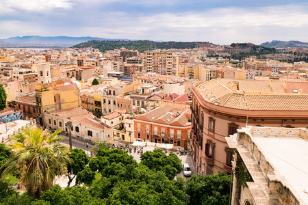 Cagliari, Italy - August 17, 2016: View of Cagliari, capital of the region of Sardinia, Italy.のeditorial素材