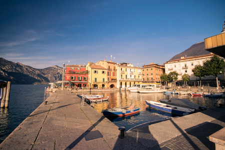 Malcesine, Italy - January 18, 2016: Malcesine is a small town on Lake Garda (Italy). Beautiful and picturesque is called "the pearl of the lake".のeditorial素材