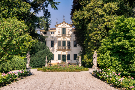 Padua, Italy - June 4, 2017: Typical eighteenth-century Venetian villa surrounded by an Italian garden.のeditorial素材